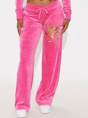 Ed Hardy - Velour Wide-Leg Sweatpants with Gold Rhinestones 💖